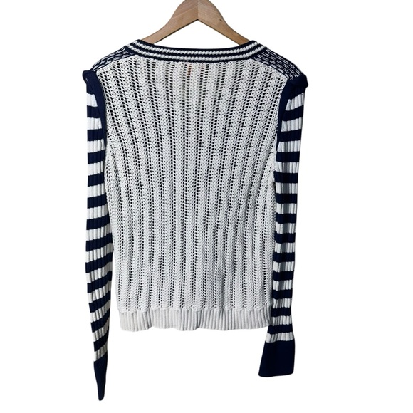 Tory Burch Alarice V Neck Cotton Sweater Size Large - Picture 3 of 8